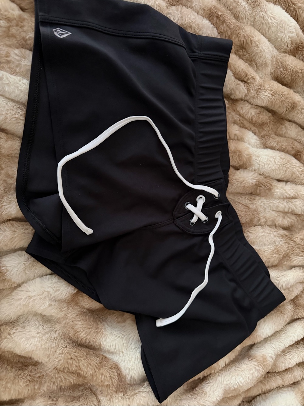 Volcom Black Athletic Swim Shorts with White Drawstring